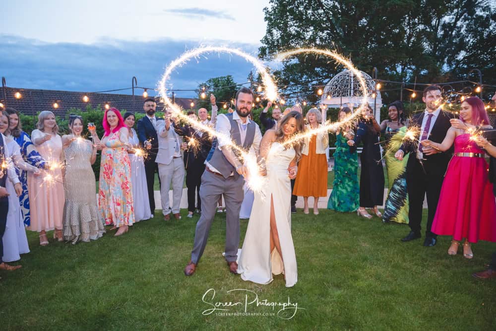 loughborough wedding photographer bride and groom with sparklers